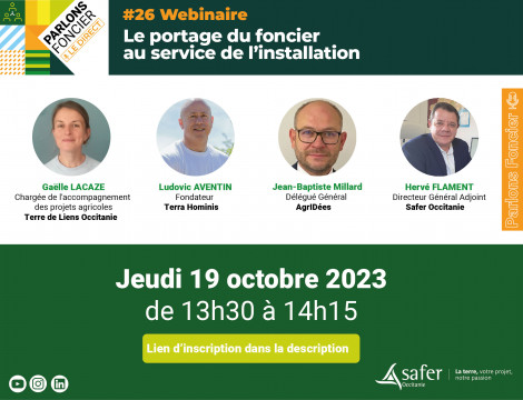 Webinaire - Le portage du foncier au service de l’installation - Jeudi 19 octobre 2023 à 13h30